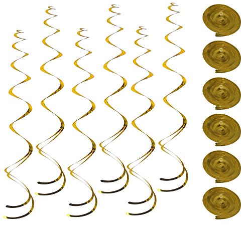 metallic Party Deko Spiralen Deckenhänger in den Farben Gold oder Silber für GeburtstagHochzeitSilvester oder Karneval Farbe GoldMenge 6 von Foxxeo