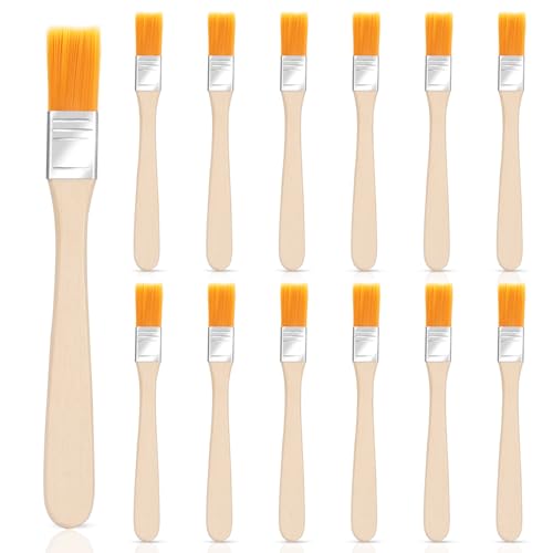12PCS Kleiner Pinsel Lack, Flachpinsel für Wände, Trim-Touch-Up Malerpinsel mit Holzgriff, Mini Pinselset Malerbedarf für Wände, Ausbesserungen, Schränke, Zäune, Rand Malwerkzeug von Foyods