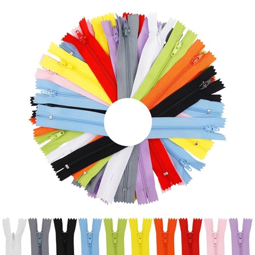 30 Stück Nylon-Spirale Reißverschluss zum Nähen,Buntes Kunsthandwerk,Reißverschlusszubehör in Großpackungen,Unsichtbare Reißverschlüsse in gemischten Farben für Taschen,Kleidung von Foyods