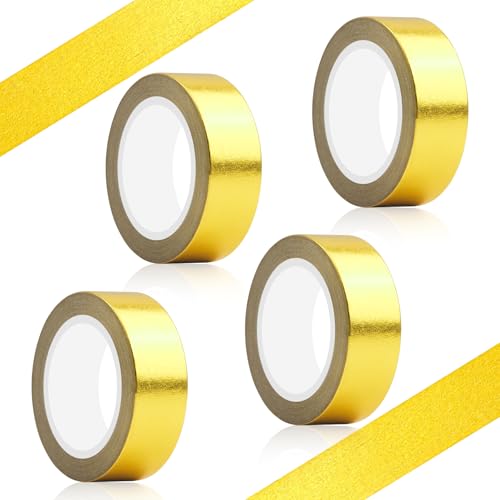 Foyods 4 Rollen Washi Tape aus Goldfolie,15 mm x 10 m goldenes Masking Tape,Selbstklebendes Bastel-Dekoband für Scrapbooks,Geschenkverpackungen,Fliesennahtabdeckungen,Washi-Klebeband Foyods 4 Rollen Washi Tape aus Goldfolie,15 mm x 10 m goldenes Masking Tape,Selbstklebendes Bastel-Dekoband für Scrapbooks,Geschenkverpackungen,Fliesennahtabdeckungen,Washi-Klebeband von Foyods