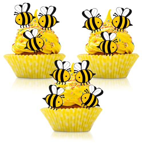 50 Stück Cupcake Bienen Deko,Bienen-Cupcake-Topper,Doppellagige Bienen Deko,Biene Geburtstag Deko,für Bienen-Thema,Kinder,Jungen,Mädchen,GeburtstagsCake-Dekoration 50 Stück Cupcake Bienen Deko,Bienen-Cupcake-Topper,Doppellagige Bienen Deko,Biene Geburtstag Deko,für Bienen-Thema,Kinder,Jungen,Mädchen,GeburtstagsCake-Dekoration von Foyods