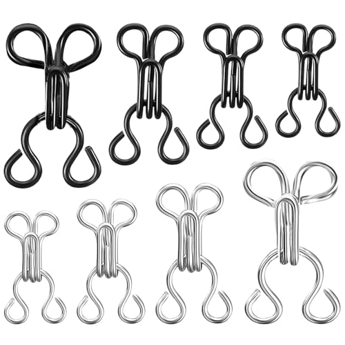 80 Paar Haken und Ösen, 4 Größen BH-Haken, Ersatzverschlüsse für Kleidung & BH-Haken für Träger – Ersatz-BH-Haken Nähhaken und Ösenverschluss für Kleid, Hose, Rock (12,5/14/17/22 mm) von Foyods
