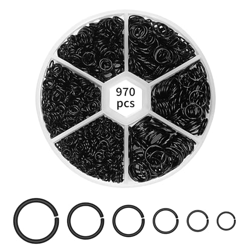 970PCS Schmuckherstellung Ringe Schwarz, schwarze sicherheitsnadeln & Edelstahl offene Split kleine Sprungringe, offene O-Ringe Verbinder für Armband, Ohrringe, Handwerk (4/5/6/7/8/10mm) 970PCS Schmuckherstellung Ringe Schwarz, schwarze sicherheitsnadeln & Edelstahl offene Split kleine Sprungringe, offene O-Ringe Verbinder für Armband, Ohrringe, Handwerk (4/5/6/7/8/10mm) von Foyods