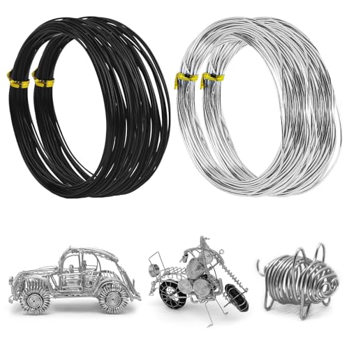 Aluminiumdraht für Schmuck, Handwerk, 10 Meter pro Rolle, 18 Gauge, Schwarz, Silber, biegbarer Metalldraht für Modellierung/Bonsai-Training, 1 mm Durchmesser, 18 Gauge, 4 Stück Aluminiumdraht für Schmuck, Handwerk, 10 Meter pro Rolle, 18 Gauge, Schwarz, Silber, biegbarer Metalldraht für Modellierung/Bonsai-Training, 1 mm Durchmesser, 18 Gauge, 4 Stück von Foyods