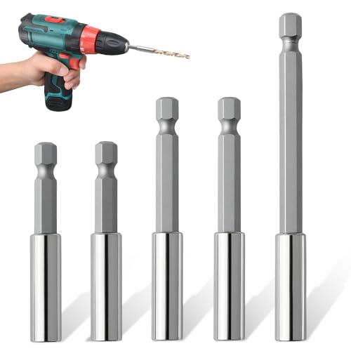 Bohrerverlängerungs-Set, 6,35 mm Sechskantschaft, magnetische Bohrerverlängerung für Heimwerker, Automobil- und Reparaturarbeiten, S2-Stahl-Schlagbohrer, 5 Stück von Foyods