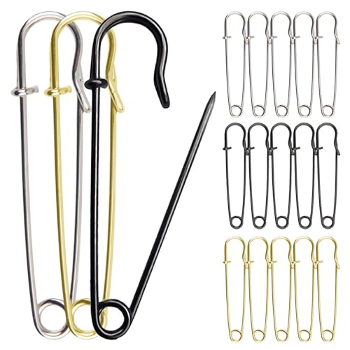 Große Sicherheitsnadeln, 6,9 cm, große und extra große Metall-Sicherheitsnadeln für Leder, Leinwand, Decken, Handwerk, Röcke, riesige Sicherheitsnadel für Drehungen, Federverschluss, 15 Stück Große Sicherheitsnadeln, 6,9 cm, große und extra große Metall-Sicherheitsnadeln für Leder, Leinwand, Decken, Handwerk, Röcke, riesige Sicherheitsnadel für Drehungen, Federverschluss, 15 Stück von Foyods