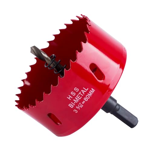 Hole saw, Lochfräse Set, 80MM Lochkreissäge, Bi-Metall-Lochsäge, 1 Bohrer,1 Mechanische Feder,1 Sechskantschlüssel, Lochsäge für Aluminium, Holz, PVC-Platte und Kunststoffplatte-1/4-Gewinde (80mm) Hole saw, Lochfräse Set, 80MM Lochkreissäge, Bi-Metall-Lochsäge, 1 Bohrer,1 Mechanische Feder,1 Sechskantschlüssel, Lochsäge für Aluminium, Holz, PVC-Platte und Kunststoffplatte-1/4-Gewinde (80mm) von Fozobaiy