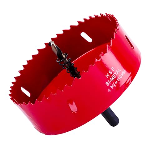 Hole saw, Lochfräse Set, 110MM Lochkreissäge, Bi-Metall-Lochsäge, 1 Bohrer,1 Mechanische Feder,1 Sechskantschlüssel, Lochsäge für Aluminium, Holz, PVC-Platte und Kunststoffplatte-1/4-Gewinde (110mm) Hole saw, Lochfräse Set, 110MM Lochkreissäge, Bi-Metall-Lochsäge, 1 Bohrer,1 Mechanische Feder,1 Sechskantschlüssel, Lochsäge für Aluminium, Holz, PVC-Platte und Kunststoffplatte-1/4-Gewinde (110mm) von Fozobaiy