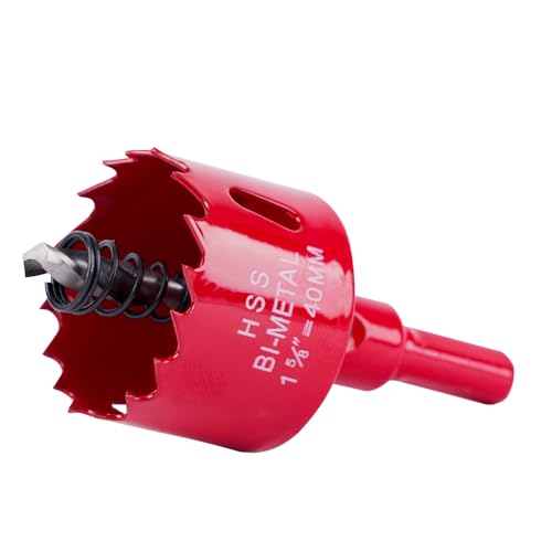 Hole saw, Lochfräse Set, 40MM Lochkreissäge, Bi-Metall-Lochsäge, 1 Bohrer,1 Mechanische Feder,1 Sechskantschlüssel, Lochsäge für Aluminium, Holz, PVC-Platte und Kunststoffplatte-1/4-Gewinde (40mm) Hole saw, Lochfräse Set, 40MM Lochkreissäge, Bi-Metall-Lochsäge, 1 Bohrer,1 Mechanische Feder,1 Sechskantschlüssel, Lochsäge für Aluminium, Holz, PVC-Platte und Kunststoffplatte-1/4-Gewinde (40mm) von Fozobaiy
