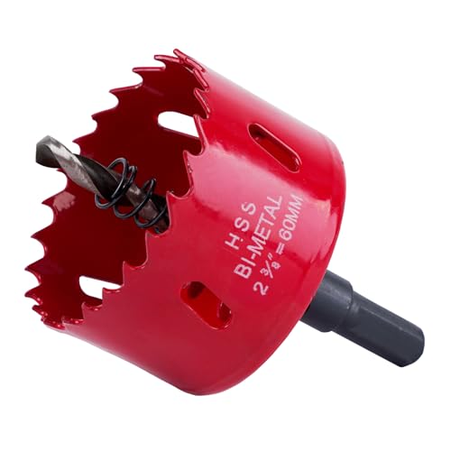 Lochsäge 60mm, Lochkreissäge mit Sechskant-Schaft und Bohrer Lochbohrer Set Bohrkrone für Holz, Rigips, Trockenbau, Kunststoffe,Universal HSS M42 Bi-Metall Lochsägen (60mm) von Fozobaiy