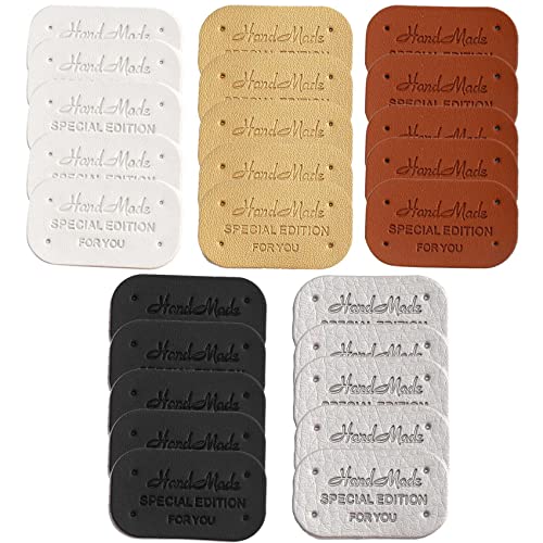 Fozriybefy 100 StüCk KüNstlicher Leder Etikette für Kleidung Handgemachte Geschenk KüNstlicher Leder Etiketten Mach Es Selbst NäHen Etikette Bekleidung ZubehöR von Fozriybefy