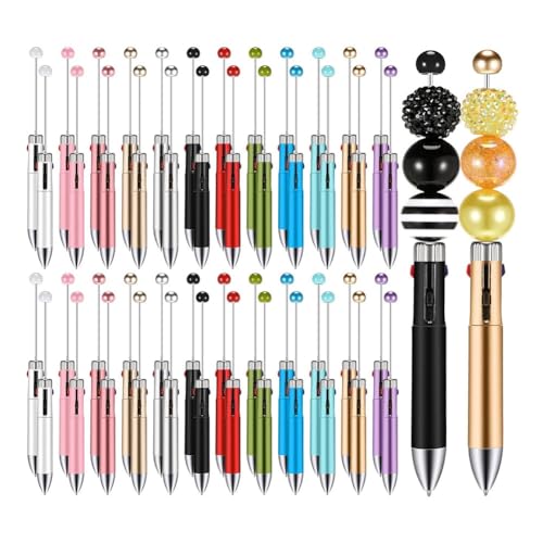 Fozriybefy 50 Stück, Mehrfarbige, Niedliche 1,0-Mm-Perlenstifte, Perlenstifte, 4-In-1-Kugelschreiber mit Perlen, für die Herstellung Von Abschlusszubehör A von Fozriybefy