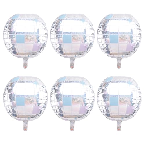 Fozriybefy 6 Stück Schillernde Discokugel-Luftballons, Riesige Glänzende Silberne Disco-Luftballons Aus Aluminiumfolie Als Dekoration für Einzelne Geburtstagspartys Fozriybefy 6 Stück Schillernde Discokugel-Luftballons, Riesige Glänzende Silberne Disco-Luftballons Aus Aluminiumfolie Als Dekoration für Einzelne Geburtstagspartys von Fozriybefy