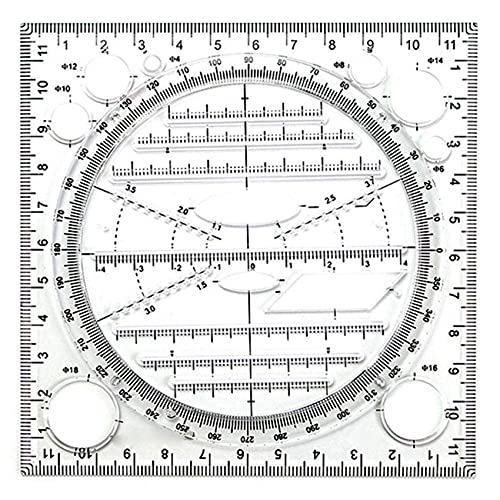 Fozriybefy Multifunktionale Kreis Zeichnung Vorlage, Geometrisches Zeichen Werkzeug, Messung Lineal, Drehbarer Fozriybefy Multifunktionale Kreis Zeichnung Vorlage, Geometrisches Zeichen Werkzeug, Messung Lineal, Drehbarer von Fozriybefy