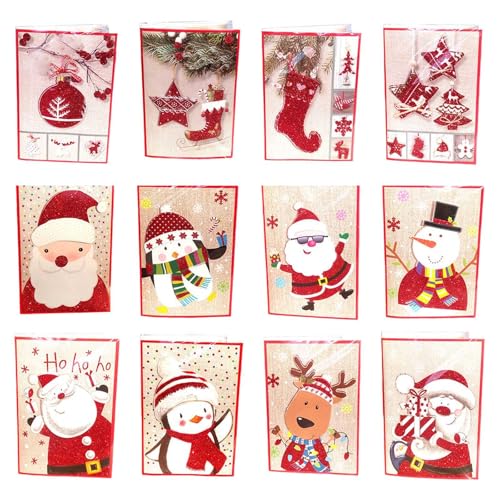Fpbiagoq 12 Weihnachtsgrüßkarten Mit Integriertem Musikplayer Sorthed Designs Und Ausreichend Schreibfläche Für Einzigartige Note Büro Weihnachtskarten Sortiment von Fpbiagoq