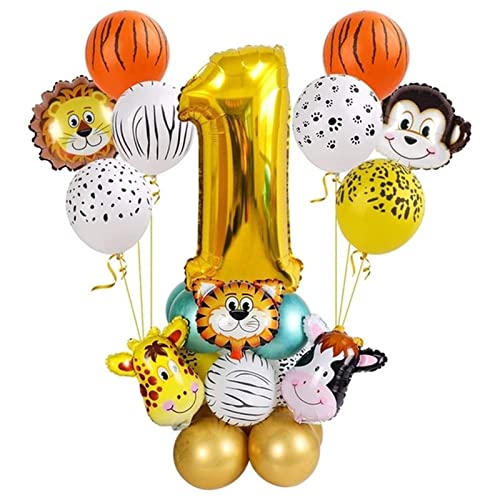 Happy Birthday Ballon 27 stücke Safari Dschungel Tier Chrome Metallische Ballons Geburtstag Party Dekorationen L 1 2 3 4 5 6 7 8 9 10 Luftballons (Size : 1) von FrEshn