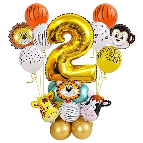 Happy Birthday Ballon 27 stücke Safari Dschungel Tier Chrome Metallische Ballons Geburtstag Party Dekorationen L 1 2 3 4 5 6 7 8 9 10 Luftballons (Size : 2) von FrEshn