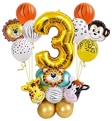 Happy Birthday Ballon 27 stücke Safari Dschungel Tier Chrome Metallische Ballons Geburtstag Party Dekorationen L 1 2 3 4 5 6 7 8 9 10 Luftballons (Size : 3) von FrEshn