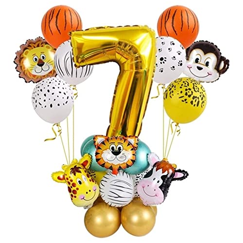 Happy Birthday Ballon 27 stücke Safari Dschungel Tier Chrome Metallische Ballons Geburtstag Party Dekorationen L 1 2 3 4 5 6 7 8 9 10 Luftballons (Size : 7) von FrEshn