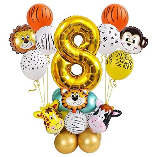 Happy Birthday Ballon 27 stücke Safari Dschungel Tier Chrome Metallische Ballons Geburtstag Party Dekorationen L 1 2 3 4 5 6 7 8 9 10 Luftballons (Size : 8) von FrEshn