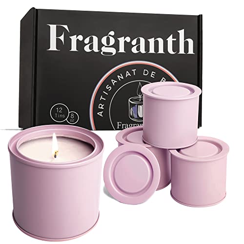 Fragranthetic Kerzendosen, 237 ml, mit Deckel, 12 Stück, Kerzengläser für die Herstellung von Kerzen, Kunst und Handwerk, Aufbewahrung, Geschenke und mehr – leere Kerzengläser mit Deckel (rosa von Fragranthetic