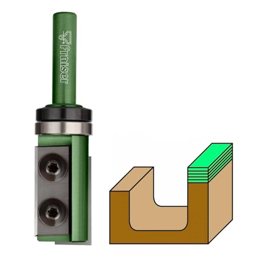 Fraiser MULTIBIT Multifunktionsfräser zum Nuten, Bündigfräsen, Kopieren, Bohren und Schneiden, Durchmesser 19mm, Schaft 8mm, mit Kugellager, 2 Wendeplatten up&down - Handoberfräse, Kantenfräs, CNC von Fraiser