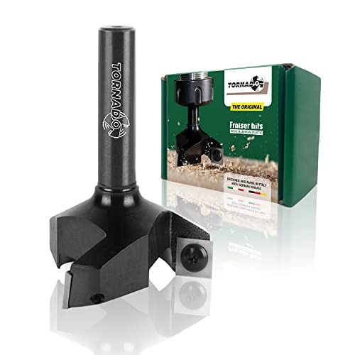 TORNADO Fraiser Planfräser 12mm schaft für Holz Durchmesser 60 mm mit 3 austauschbaren Hartmetallmessern 12 x 12 mm fräser für oberfräse (D=60 I=12 S=12) von Fraiser