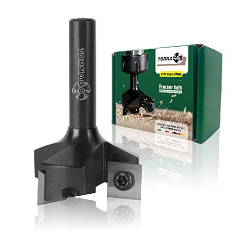 TORNADO Fraiser Planfräser 8mm schaft für Holz Durchmesser 35 mm mit 3 austauschbaren Hartmetallmessern 10,5 x 10,5 mm fräser für oberfräse (D=35 I=10.5 S=8) von Fraiser