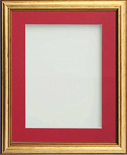 Frame Company Ludlow Gold Bilderrahmen aus Holz mit rotem Passepartout, A2 für A3, Größe und Farbe wählbar* mit Plexiglas Frame Company Ludlow Gold Bilderrahmen aus Holz mit rotem Passepartout, A2 für A3, Größe und Farbe wählbar* mit Plexiglas von Frame Company