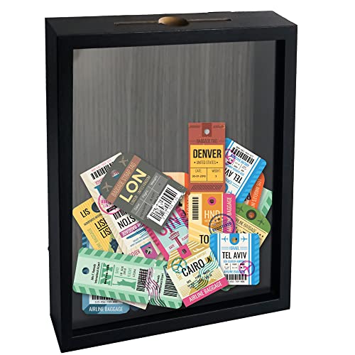 FramePro Bilderrahmen für Ticket Shadow Box 3D Rahmen zum Befüllen Tiefer Aufbewahrungsboxen Glasscheibe Holz Objektrahmen DIY Vitrine Kronkorken Muscheln Flugtickets Fotorahmen Memorabilia Geschenk von FramePro