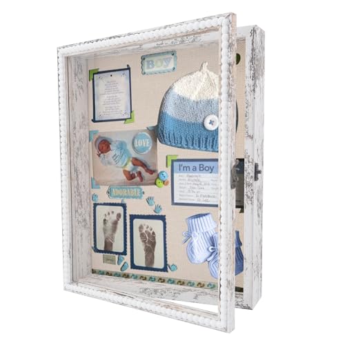 FramePro Große Schattenbox Vitrine Rahmen mit Glasfenstertür Bilderrahmen Holz Box für Objektrahmen Tiefer Fotorahmen Shadowbox Memorabilia Bouquet Medaillen Geschenk Weiß 28x35 cm von FramePro