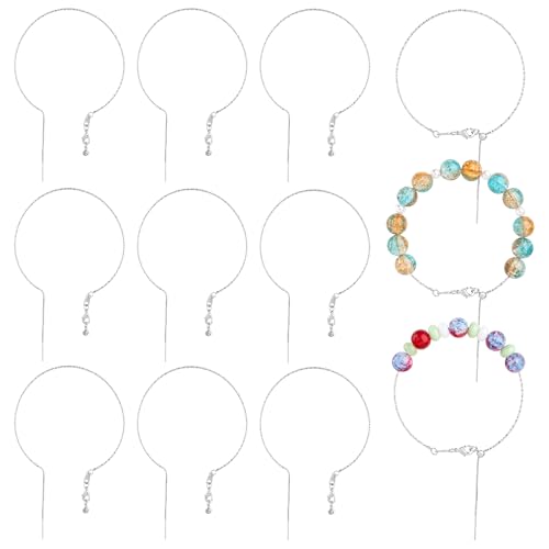 Framendino, 10 Stück 1 mm Draht blanko Perlenarmband verstellbar erweiterbar Manschette zum Basteln DIY Schmuckherstellung von Framendino
