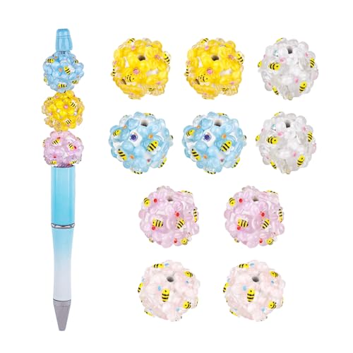 Framendino, 10 Stück Bienenblumenkugel-Perlen, 20 mm, niedliche Bienen, Acryl-Abstandshalter für Perlenstifte, Schlüsselanhänger, Armband, DIY Handwerk Framendino, 10 Stück Bienenblumenkugel-Perlen, 20 mm, niedliche Bienen, Acryl-Abstandshalter für Perlenstifte, Schlüsselanhänger, Armband, DIY Handwerk von Framendino