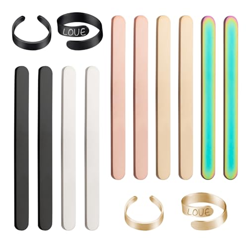 Framendino, 10 Stück Edelstahl-Stempelring, Biegering, blanko, für DIY-Schmuckherstellung, 5 Farben Framendino, 10 Stück Edelstahl-Stempelring, Biegering, blanko, für DIY-Schmuckherstellung, 5 Farben von Framendino