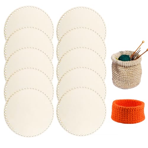 Framendino, 10 Stück Korbboden, Häkeln, unlackiertes Holz, rund, Kreis, blanko, für Bastelarbeiten, Webereibedarf von Framendino