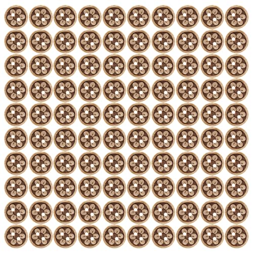 Framendino, 100 Stück Kokosnussschalen-Blumenknöpfe, 1,27 cm, zum Nähen von Kleidung, Hemden, Basteln, 2 Löcher Framendino, 100 Stück Kokosnussschalen-Blumenknöpfe, 1,27 cm, zum Nähen von Kleidung, Hemden, Basteln, 2 Löcher von Framendino