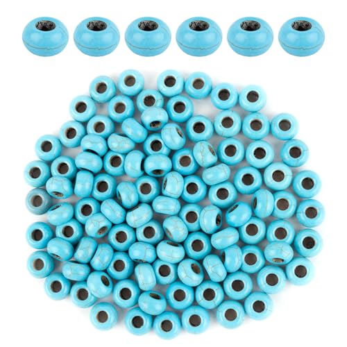 Framendino, 100 Stück türkisfarbene Perlen mit großem Loch zur Schmuckherstellung, 14 mm große Perlen Framendino, 100 Stück türkisfarbene Perlen mit großem Loch zur Schmuckherstellung, 14 mm große Perlen von Framendino