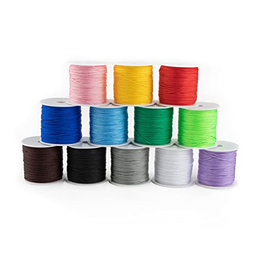 Framendino, 12 Rollen 0,8 mm bunte Nylonschnur geflochtene chinesische Knotenschnur Nylonfaden Schnur für Makramee Freundschaft Armbänder Schmuckherstellung DIY Handwerk 450 Meter von Framendino