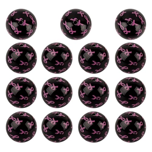Framendino, 15 Stück Bewusstseins-Perlenband, 20 mm, rund, schwarz, für selbstgemachte Armbänder, Stifte, Schmuckherstellung von Framendino