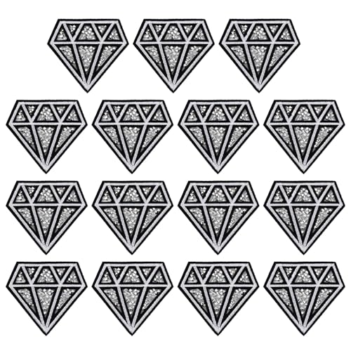 Framendino, 15 Stück Metalldiamanten auf Flicken mit glitzernden silbernen Diamanten, zum Aufnähen auf bestickte Applikationen für Frauen, DIY-Kleidung Framendino, 15 Stück Metalldiamanten auf Flicken mit glitzernden silbernen Diamanten, zum Aufnähen auf bestickte Applikationen für Frauen, DIY-Kleidung von Framendino