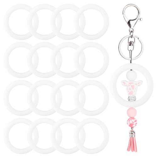 Framendino, 16 Stück Silikon-O-Ringe, kreisförmiger Perlenrahmen, 65 mm, runde Schlaufen-Verbindungsstücke, Fokusanhänger, Charms für DIY, Schlüsselanhänger, Halskette, Armband, Schmuckherstellung von Framendino