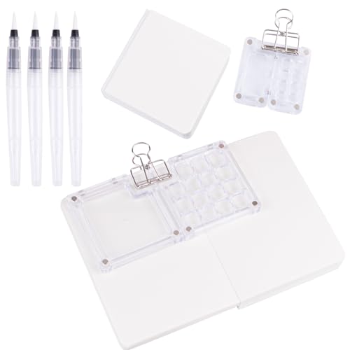 Framendino, 2 tragbare Aquarell-Paletten-Set, Farbablage, Skizzenbuch, Pinselstifte von Framendino