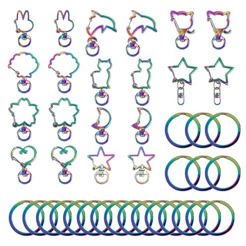 Framendino, 20 Stück Regenbogen-Drehgelenk-Schlüsselanhänger-Haken, Karabinerverschlüsse, DIY-Zubehör von Framendino