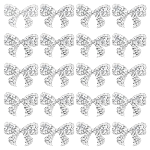 Framendino, 20 Stück Schleifenknoten-Metall-Patches, silberfarben, zum Aufnähen oder Aufbügeln für DIY-Kleidung Framendino, 20 Stück Schleifenknoten-Metall-Patches, silberfarben, zum Aufnähen oder Aufbügeln für DIY-Kleidung von Framendino