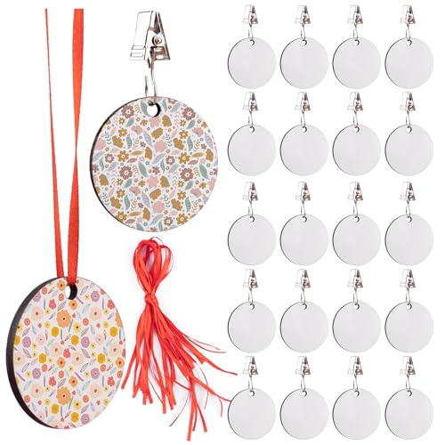 Framendino, 20 Stück Sublimationsdruckbare runde Aluminium-Tischdecken-Clip-Anhänger zum Selbermachen Framendino, 20 Stück Sublimationsdruckbare runde Aluminium-Tischdecken-Clip-Anhänger zum Selbermachen von Framendino
