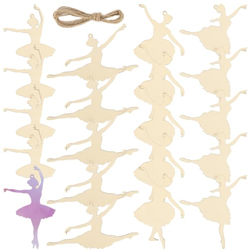 Framendino, 20 Stück unlackierte Ballerina-Holzausschnitte DIY Handwerk Ornamente von Framendino