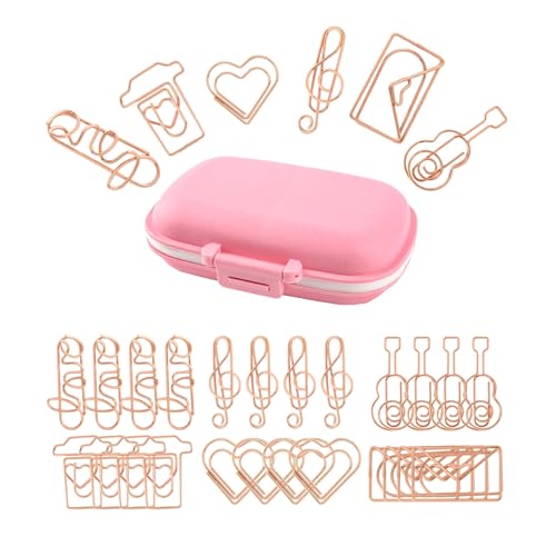 Framendino, 30 Stück rotgoldene niedliche verschiedene Größen, kleine Büroklammern, Karteikarten, Binder-Clips mit lustiger Aufbewahrungsbox für Schule, Büro, Zuhause, Hochzeitslehrer (Roségold, rosa Framendino, 30 Stück rotgoldene niedliche verschiedene Größen, kleine Büroklammern, Karteikarten, Binder-Clips mit lustiger Aufbewahrungsbox für Schule, Büro, Zuhause, Hochzeitslehrer (Roségold, rosa von Framendino