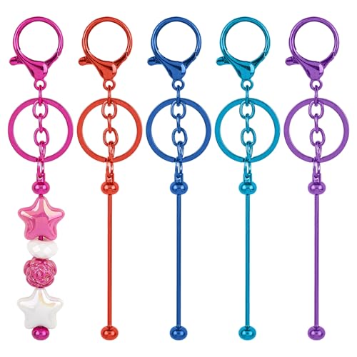 Framendino, 5 x Perlen-Schlüsselanhänger-Stangen, DIY-Schmuckherstellung, Bastelzubehör, mehrfarbig Framendino, 5 x Perlen-Schlüsselanhänger-Stangen, DIY-Schmuckherstellung, Bastelzubehör, mehrfarbig von Framendino