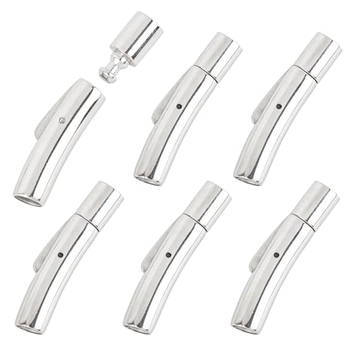 Framendino, 6 Stück Edelstahl Mini Bajonettverschluss Halskette Extender Druckknopf 4mm Loch Kordelende Silber von Framendino