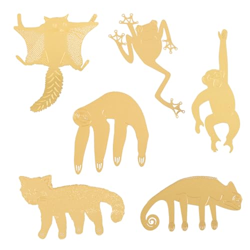 Framendino, 6 Stück Messing-Kleiderbügel-Charms, niedliche Blumentopf-Tierdekorationen, hängende Ornamente für Gärtner, Zuhause, Büro, Zimmer (6 Tiere) von Framendino
